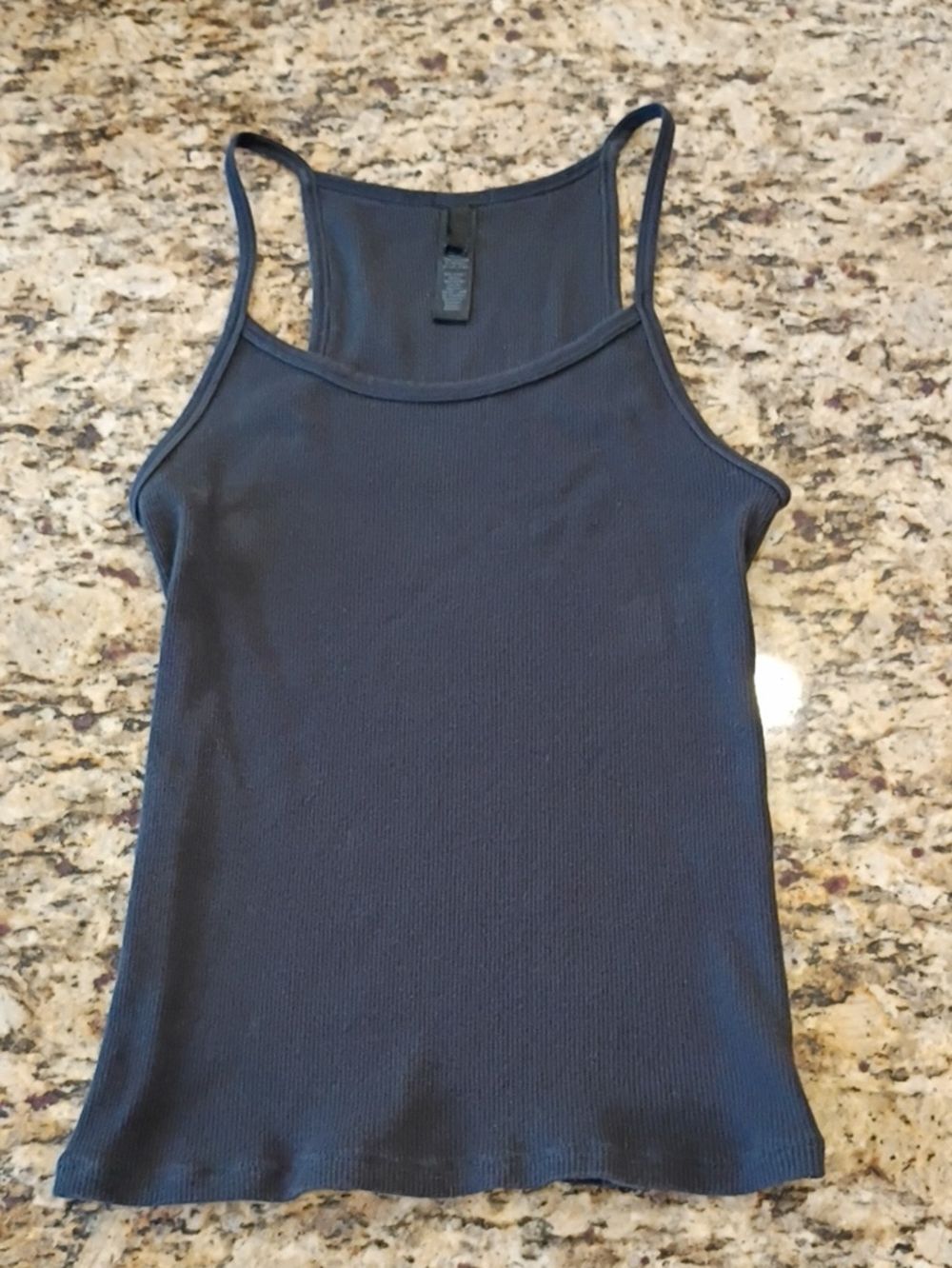 Skims Soot Cotton Ribbed Racerback Tank Top - Picture 1 of 6